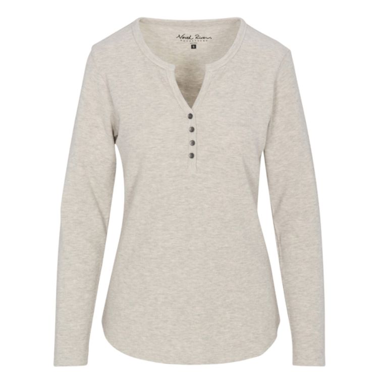 NORTH RIVER Waffle V-Neck Natural Heather