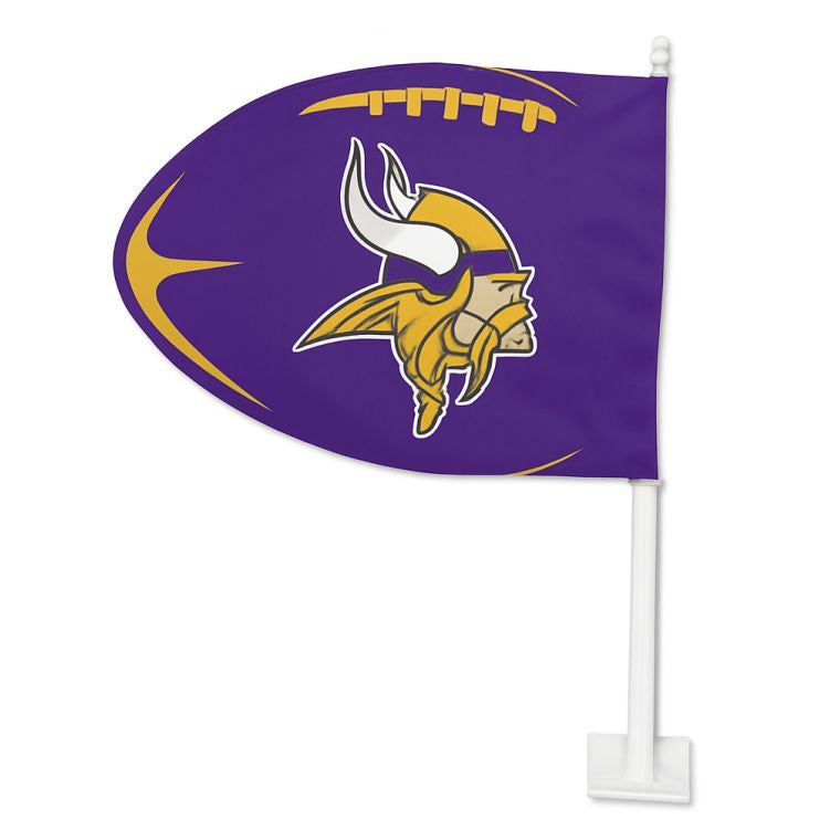 WINCRAFT NFL Vikings Two Sided Football Shaped Car Flag 11" X 15"