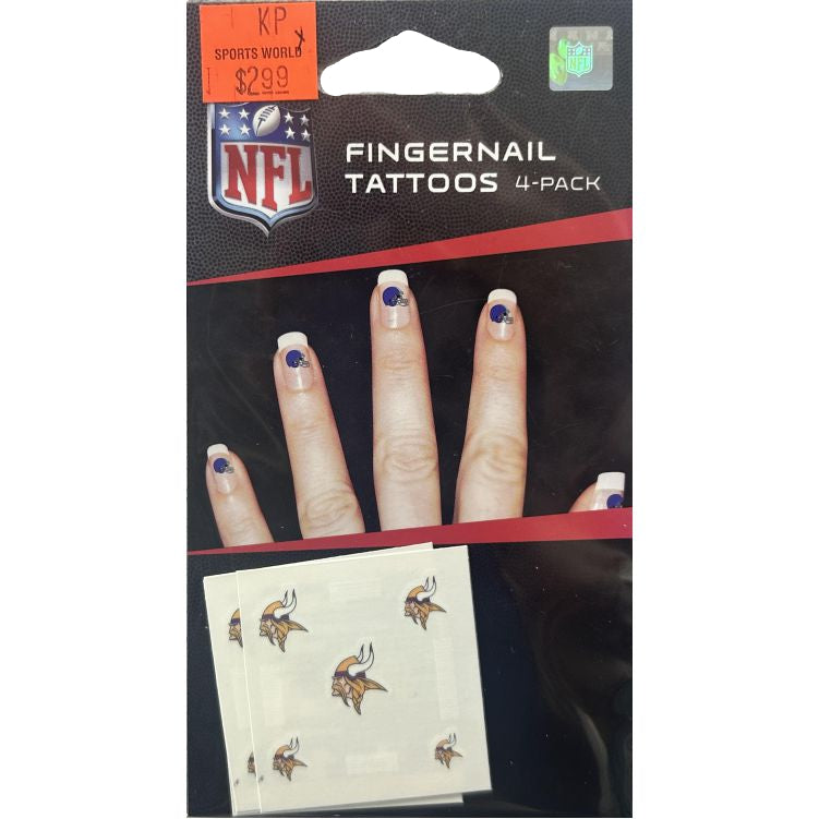 WINCRAFT 4 Pack Vikings fingernail tattoo