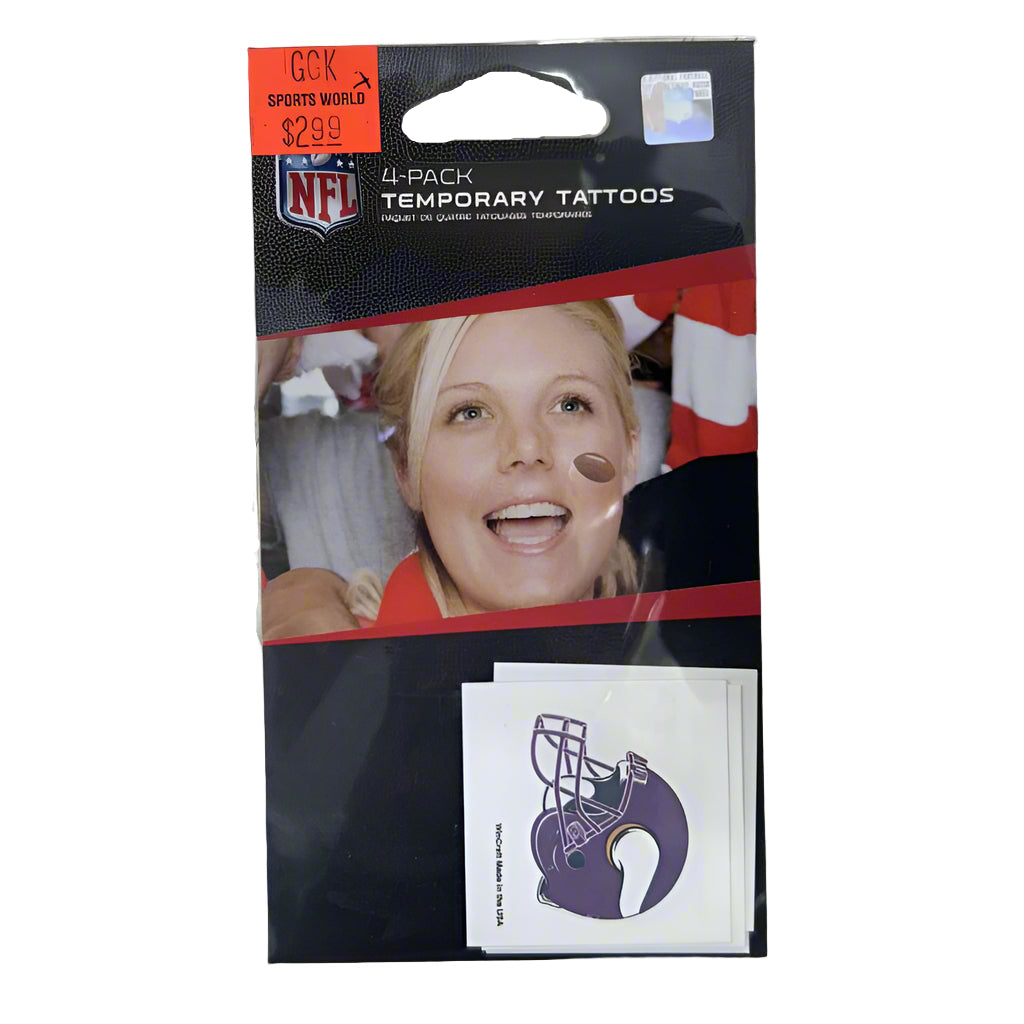 WINCRAFT 4 Pack Temporary Tattoos Vikings