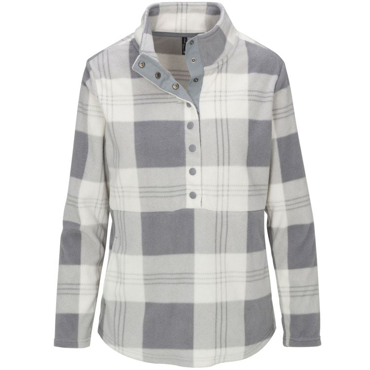 NORTH RIVER Owl Grey Fleece Plaid Quarter Button Up