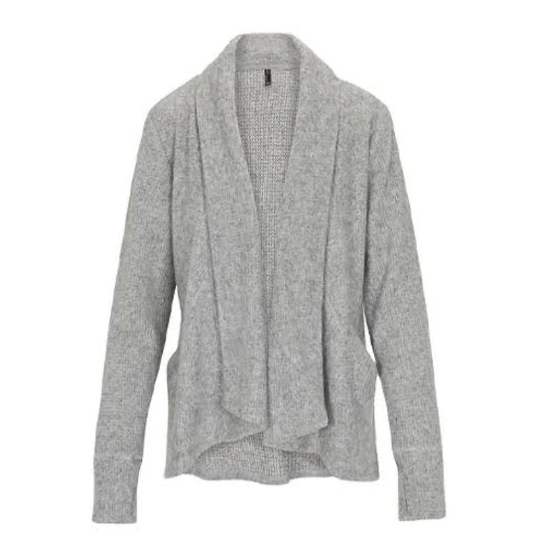 NORTH RIVER Waffle Sweater Knit Cardigan Silver