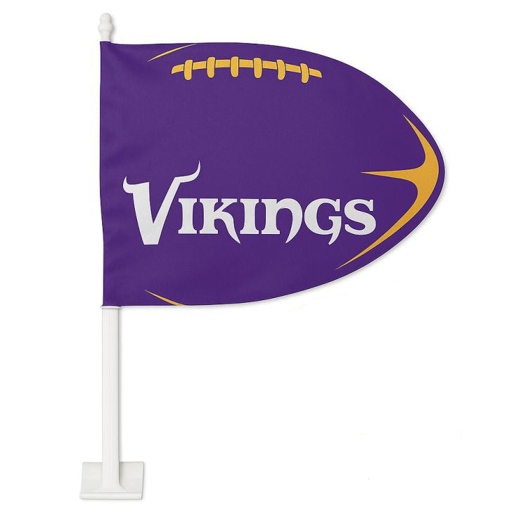 WINCRAFT NFL Vikings Two Sided Football Shaped Car Flag 11" X 15"