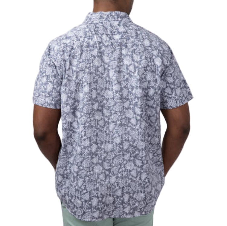 NORTH RIVER Reverse Print Tropical Button Shirt Blue